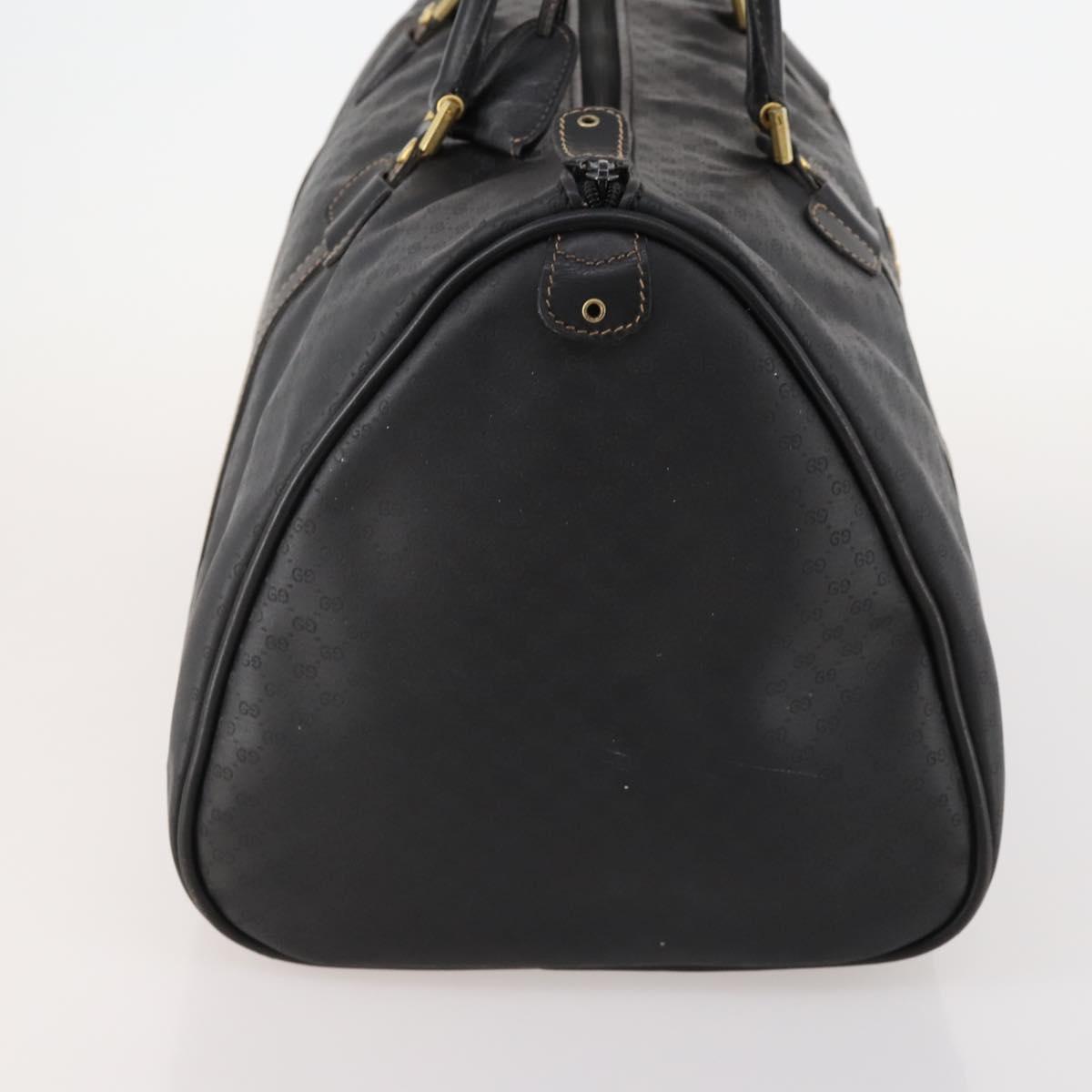 GUCCI Micro GG Canvas Boston Bag Black Gold Auth 174104