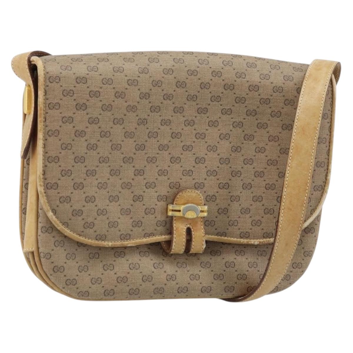GUCCI Micro GG Supreme Shoulder Bag PVC Beige Gold 406 001 1780 Auth 174107