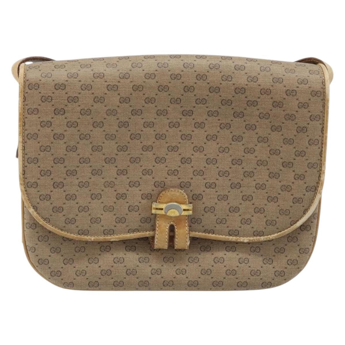 GUCCI Micro GG Supreme Shoulder Bag PVC Beige Gold 406 001 1780 Auth 174107