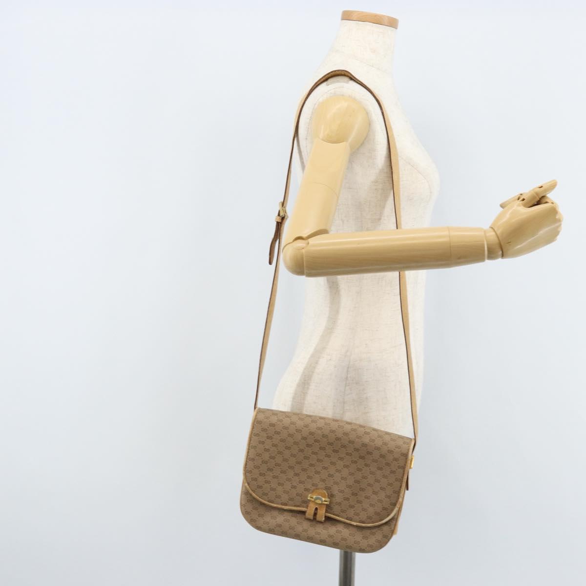 GUCCI Micro GG Supreme Shoulder Bag PVC Beige Gold 406 001 1780 Auth 174107