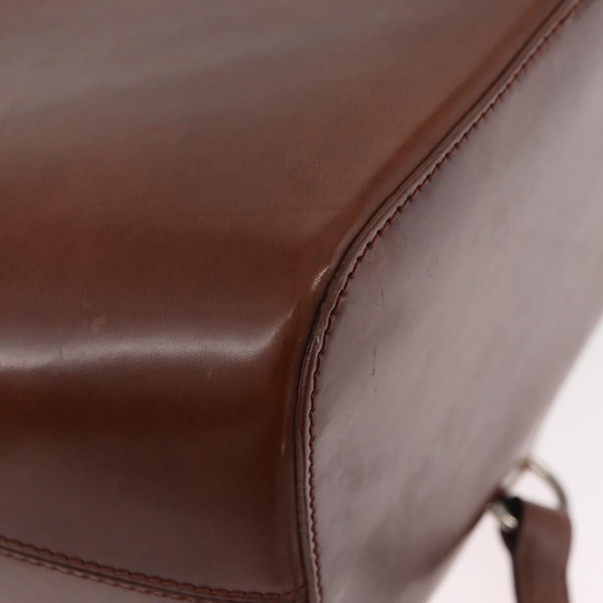 CARTIER Shoulder Bag Leather Brown Silver Auth 174111