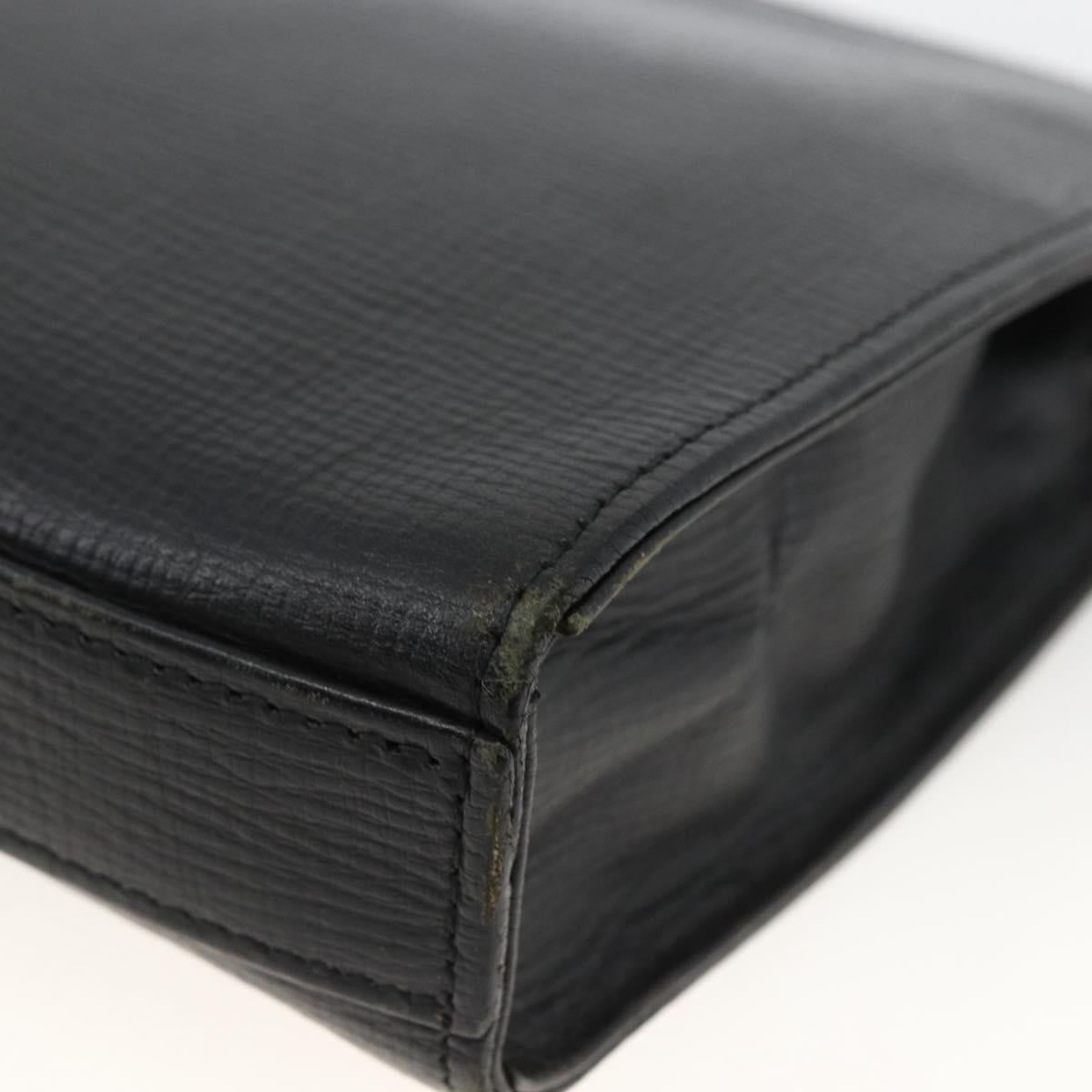 BURBERRY Clutch Bag Leather Black Gold Auth 174120