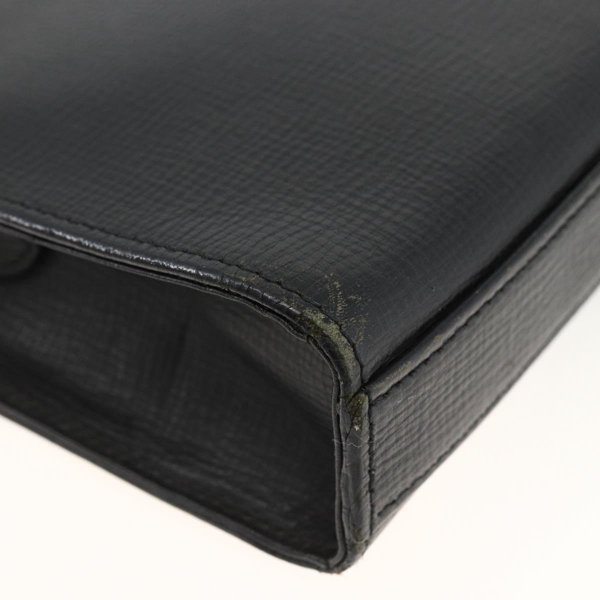 BURBERRY Clutch Bag Leather Black Gold Auth 174120