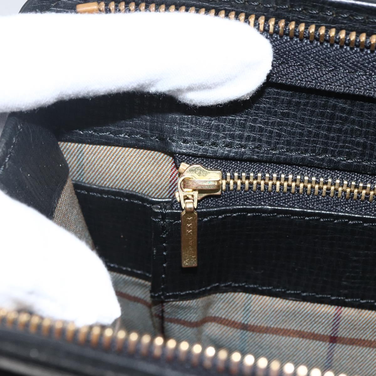 BURBERRY Clutch Bag Leather Black Gold Auth 174120