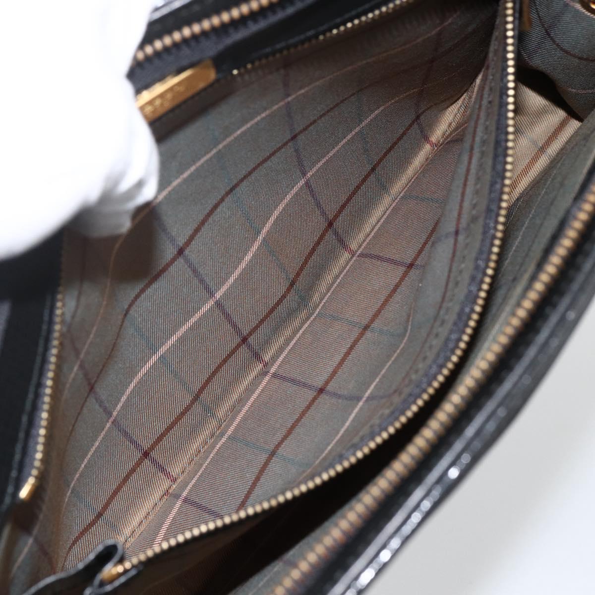 BURBERRY Clutch Bag Leather Black Gold Auth 174120