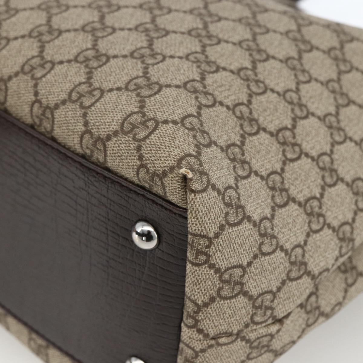 GUCCI GG Supreme Tote Bag PVC Beige Silver 131220 Auth 174122
