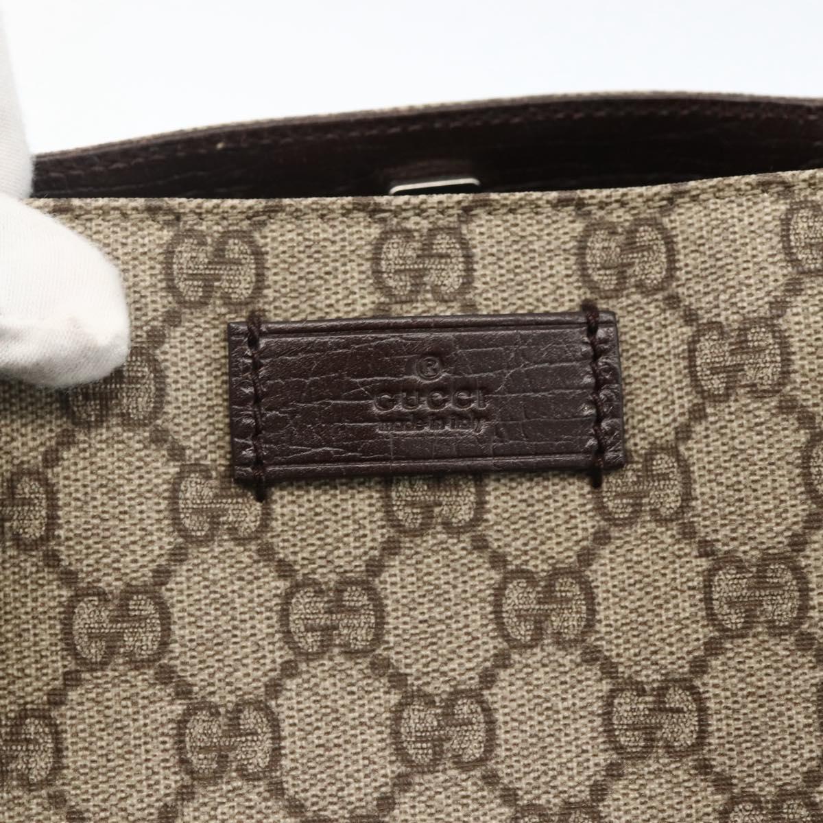 GUCCI GG Supreme Tote Bag PVC Beige Silver 131220 Auth 174122