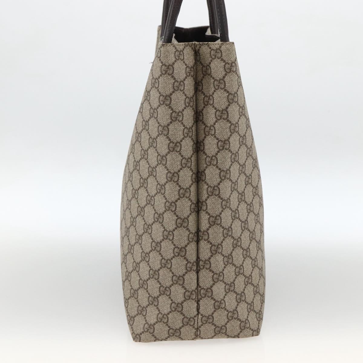 GUCCI GG Supreme Tote Bag PVC Beige Silver 131220 Auth 174122