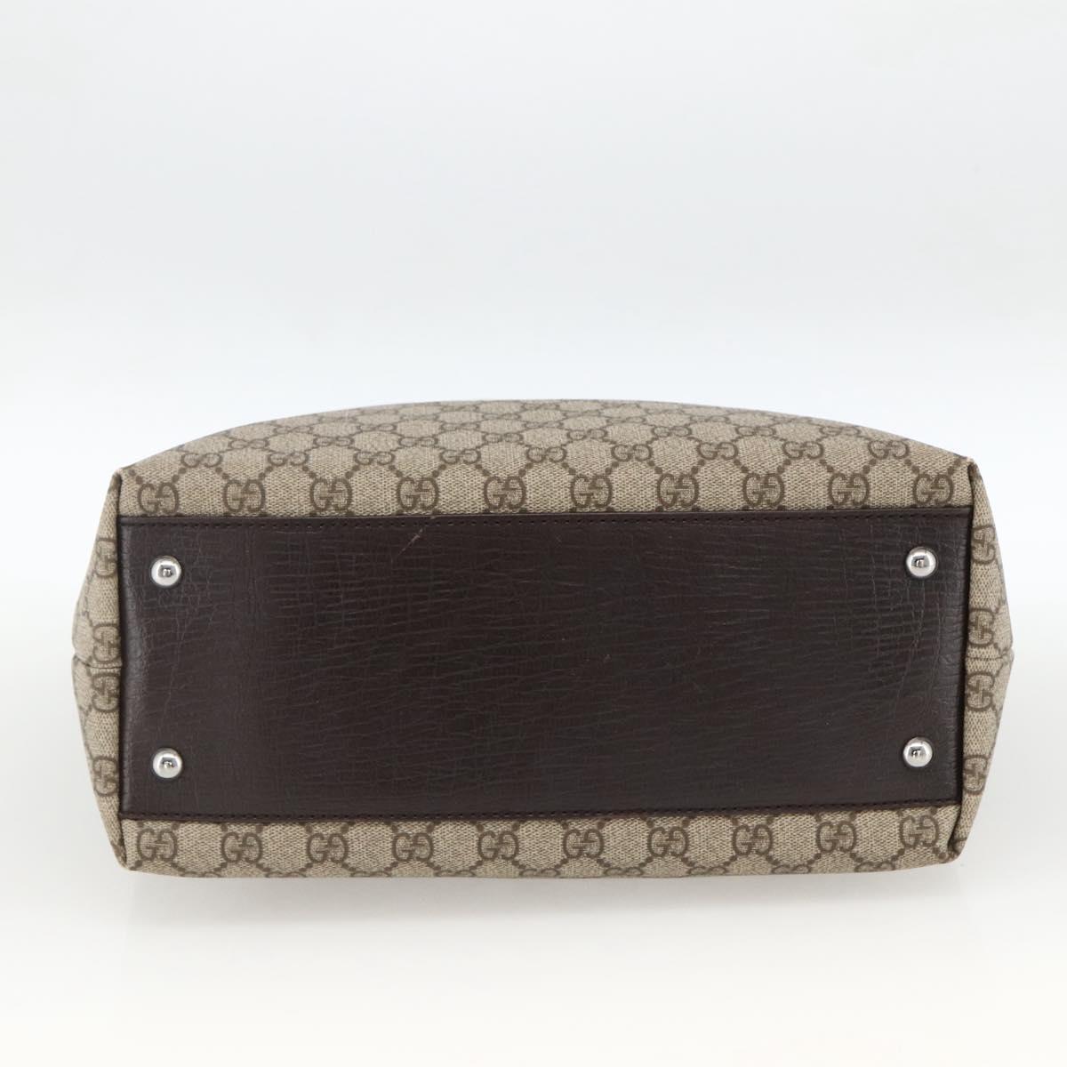 GUCCI GG Supreme Tote Bag PVC Beige Silver 131220 Auth 174122