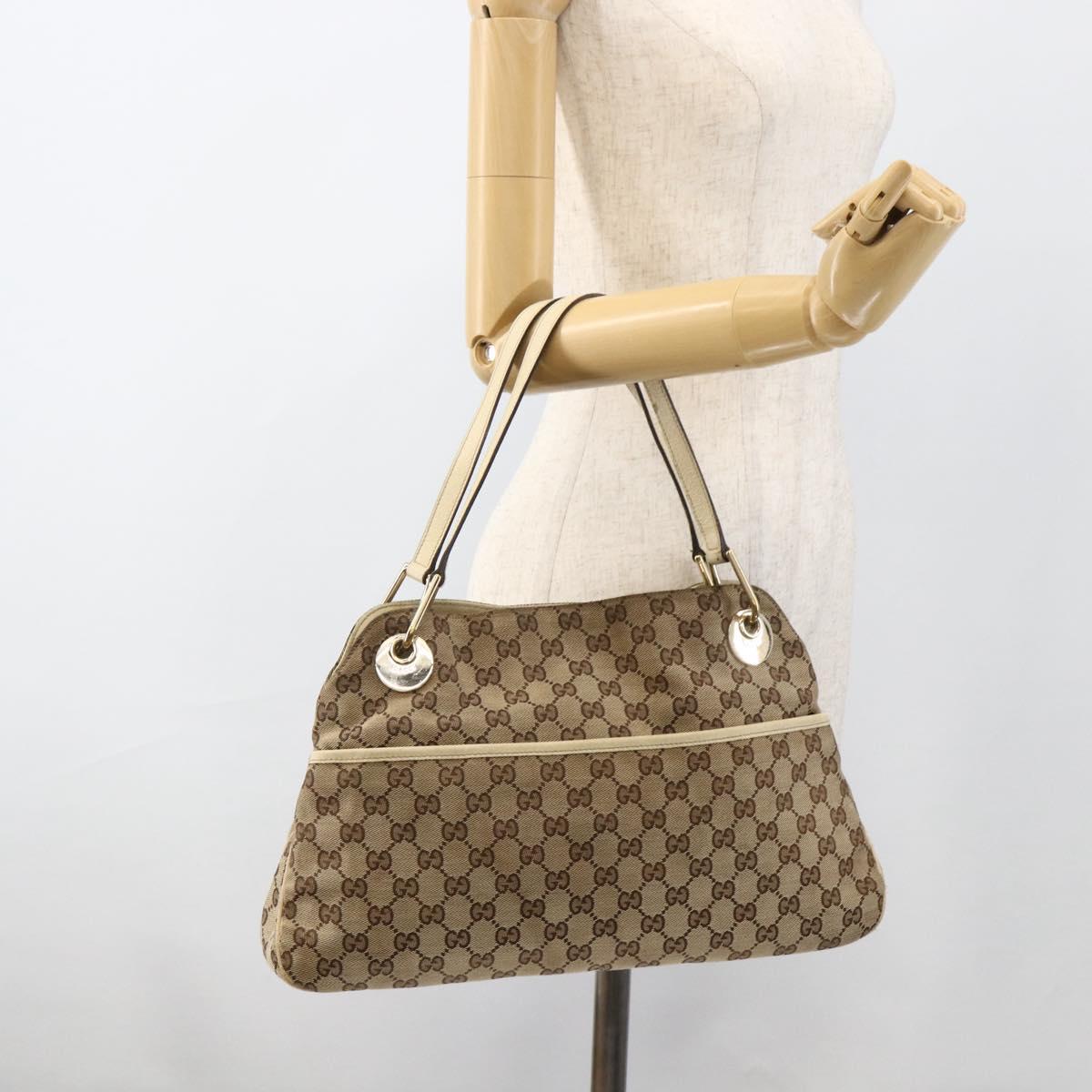 GUCCI GG Canvas Hand Bag Beige Gold 121023 Auth 174123
