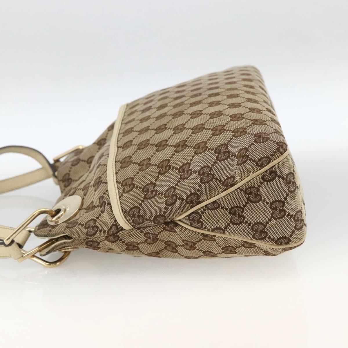 GUCCI GG Canvas Hand Bag Beige Gold 121023 Auth 174123
