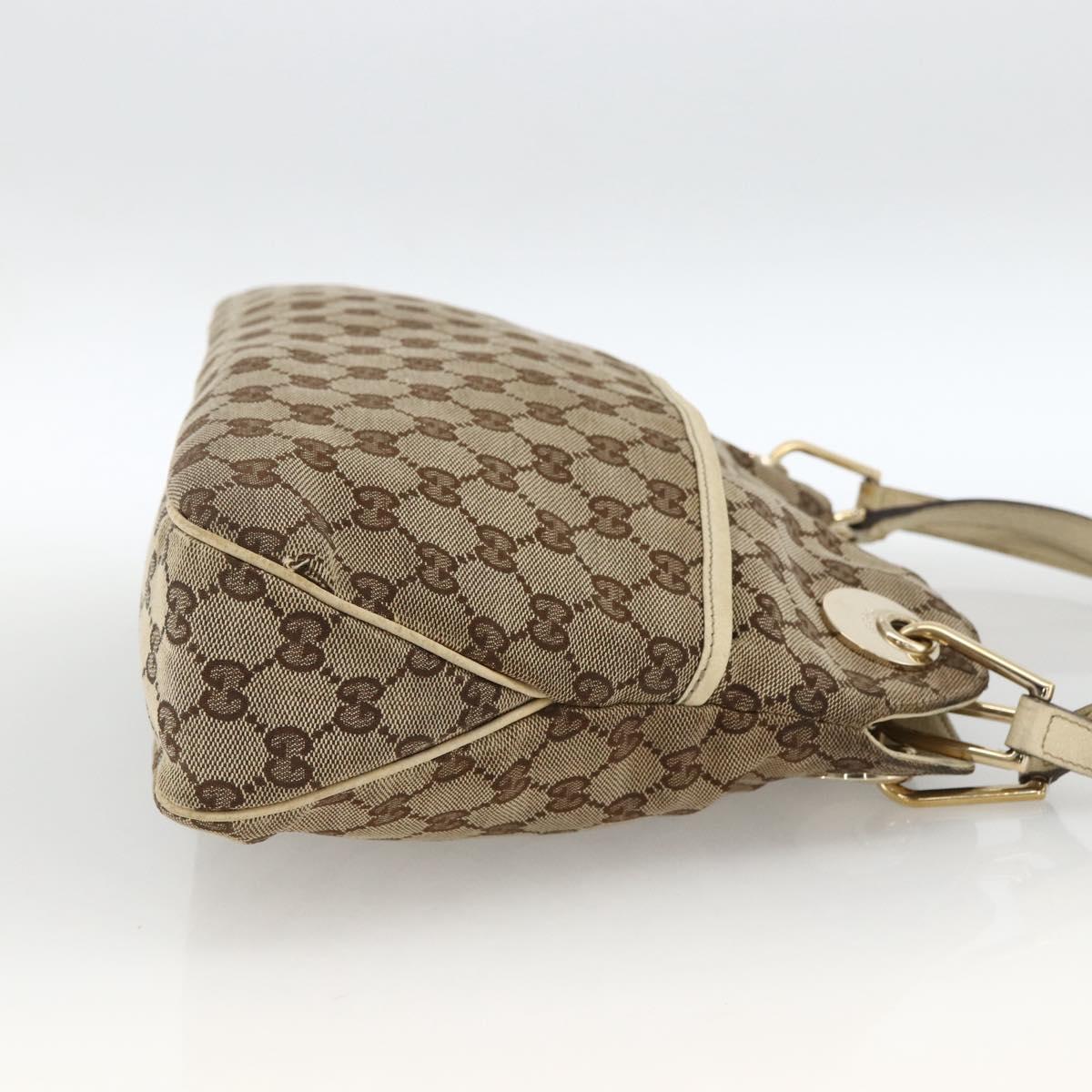 GUCCI GG Canvas Hand Bag Beige Gold 121023 Auth 174123
