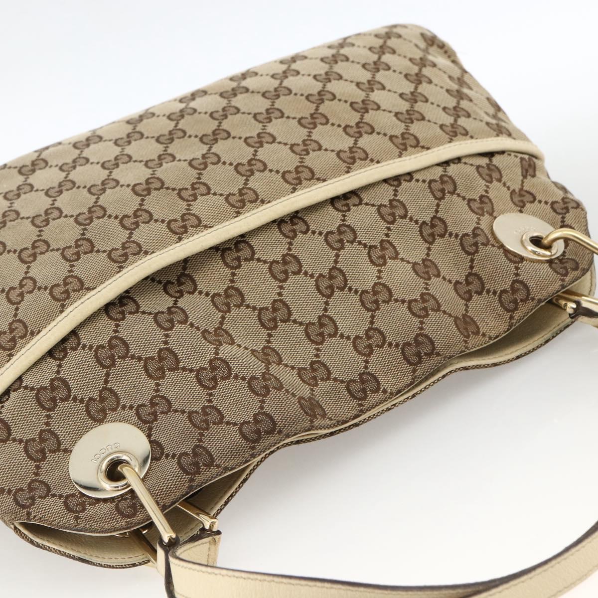 GUCCI GG Canvas Hand Bag Beige Gold 121023 Auth 174123