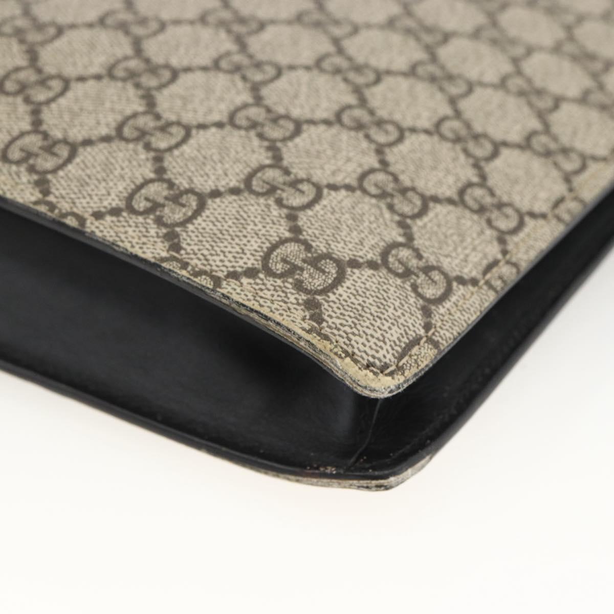 GUCCI GG Supreme Clutch Bag PVC Beige Silver 433665 Auth 174135A
