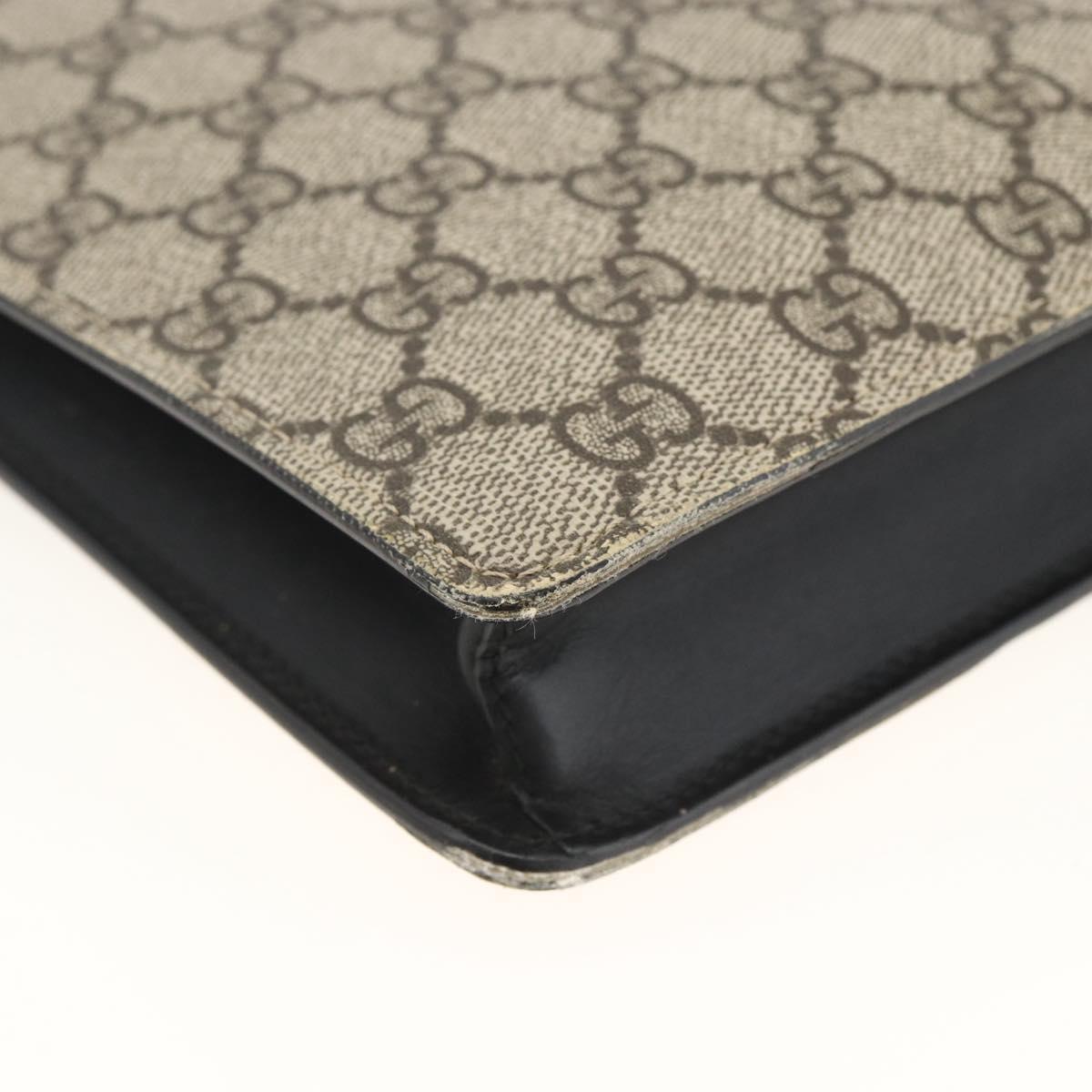 GUCCI GG Supreme Clutch Bag PVC Beige Silver 433665 Auth 174135A