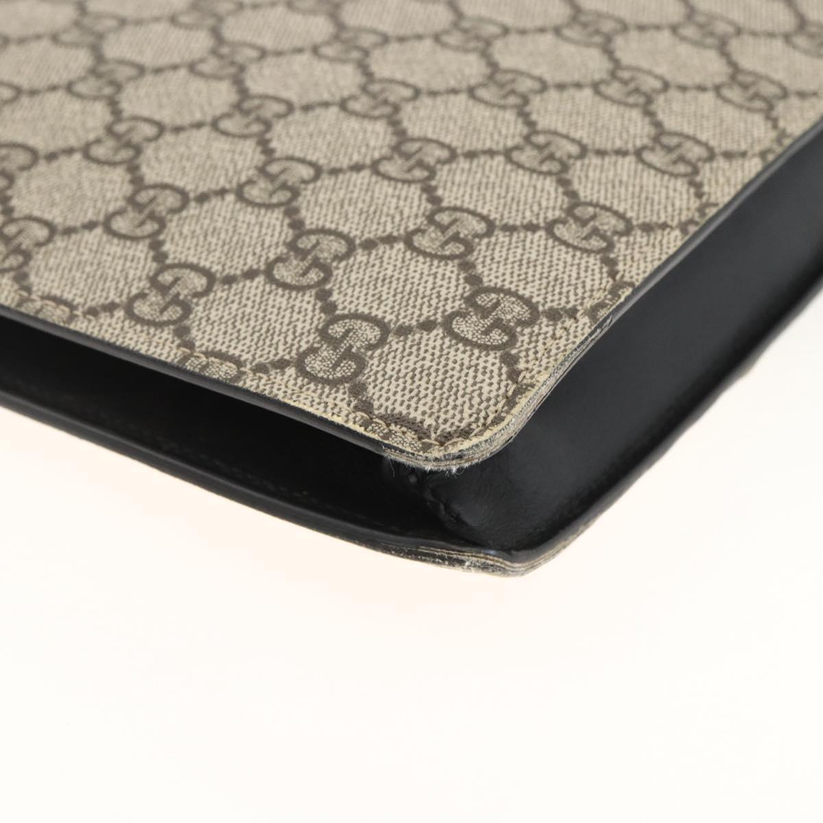 GUCCI GG Supreme Clutch Bag PVC Beige Silver 433665 Auth 174135A