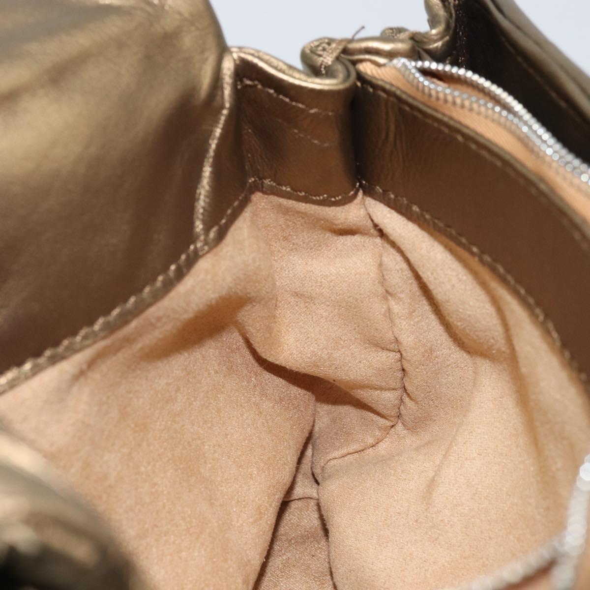 BOTTEGA VENETA INTRECCIATO Clutch Bag Leather Gold Auth 174147