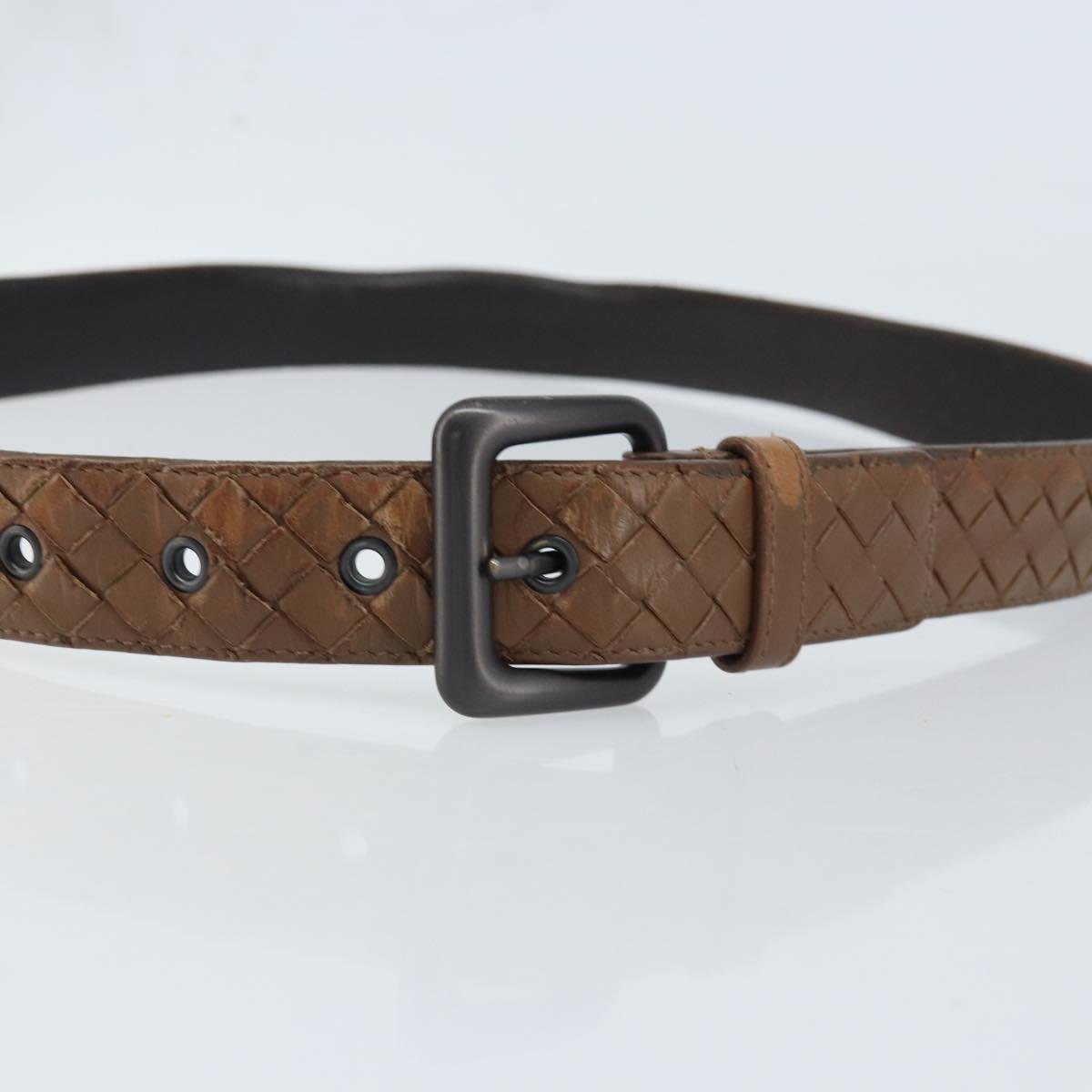 BOTTEGA VENETA INTRECCIATO Belt Leather 42.9"" Brown Auth 174153