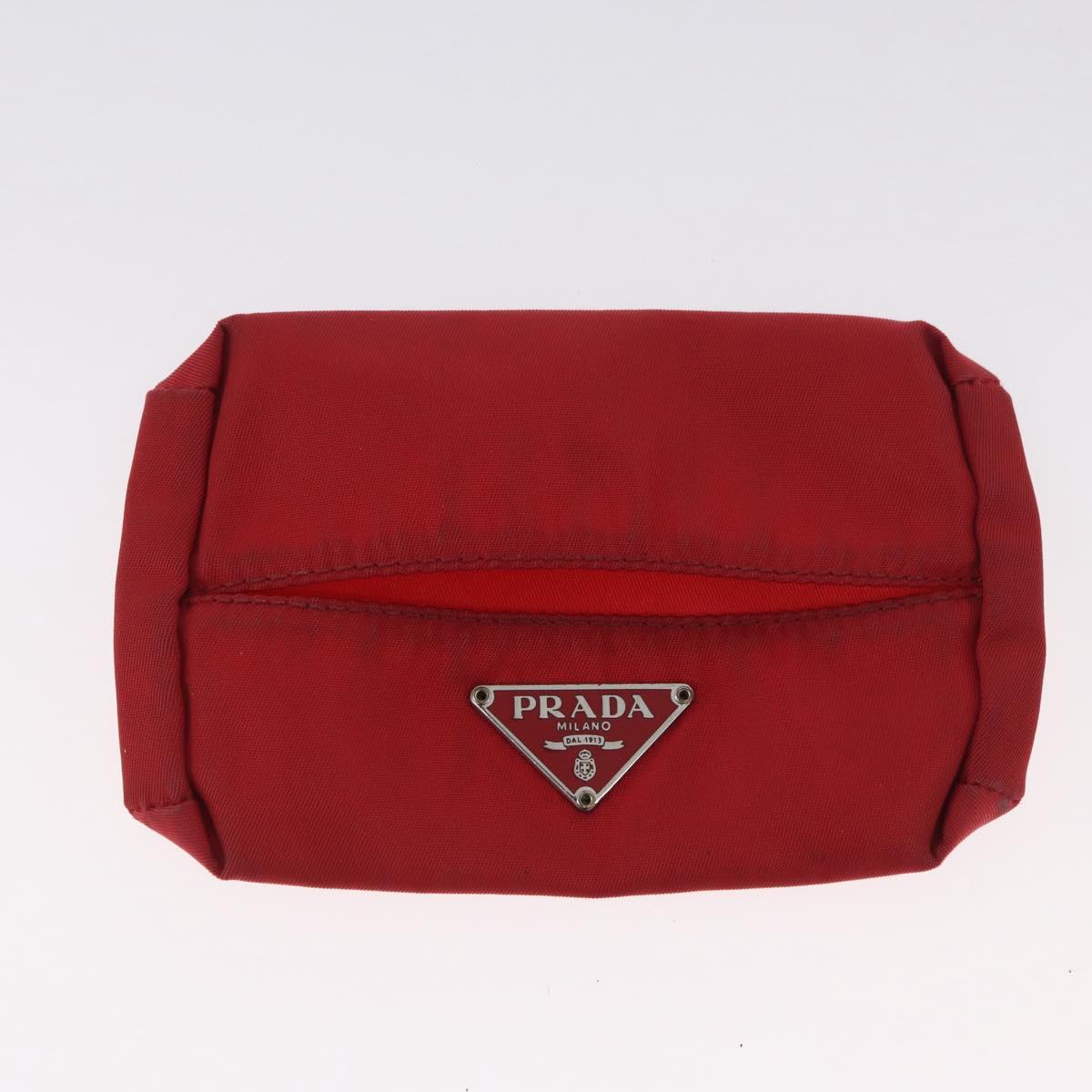 PRADA Pouch Nylon 2 Set Black Red Auth 174154