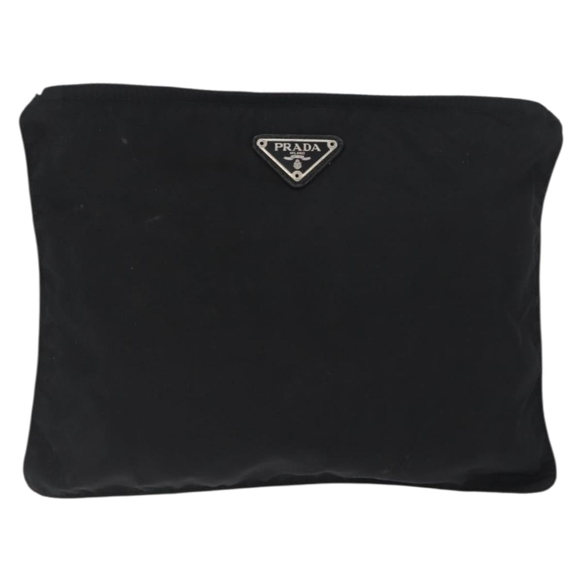 PRADA Pouch Nylon 2 Set Black Red Auth 174154