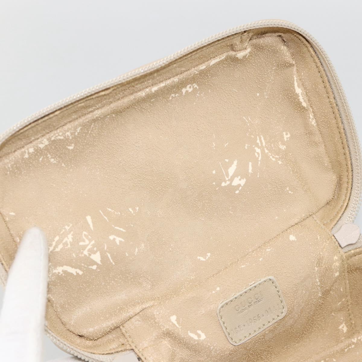 GUCCI Horsebit Vanity Hand Bag Leather Beige Silver 032 1956 0141 Auth 174163