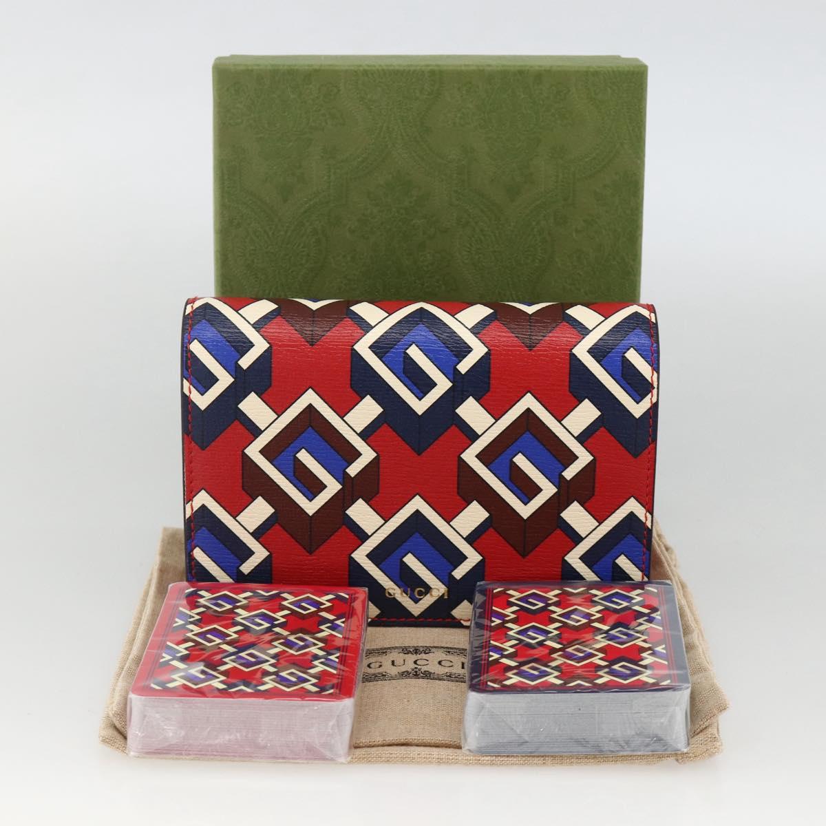 GUCCI Playing Cards case Geometric G PVC Red Blue Auth 174169SAM