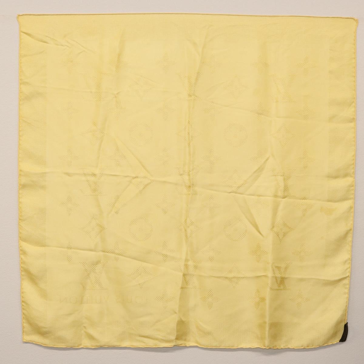 LOUIS VUITTON Monogram Scarf Silk Yellow LV Auth 174174A
