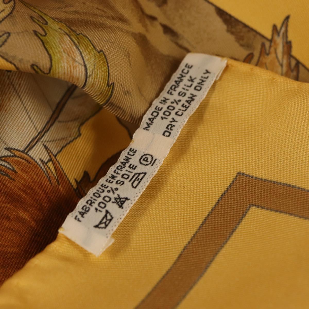 HERMES Carre 90 Scarf ""CASSE NOISETTE"" Silk Yellow Auth 174180A