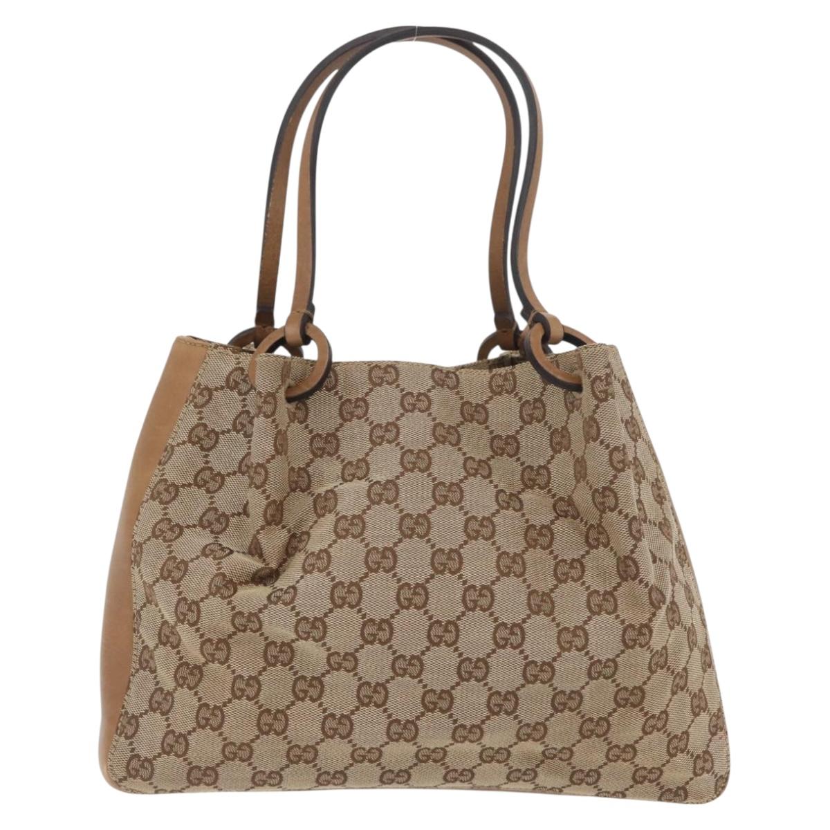 GUCCI GG Canvas Tote Bag Beige 101919 Auth 174183A