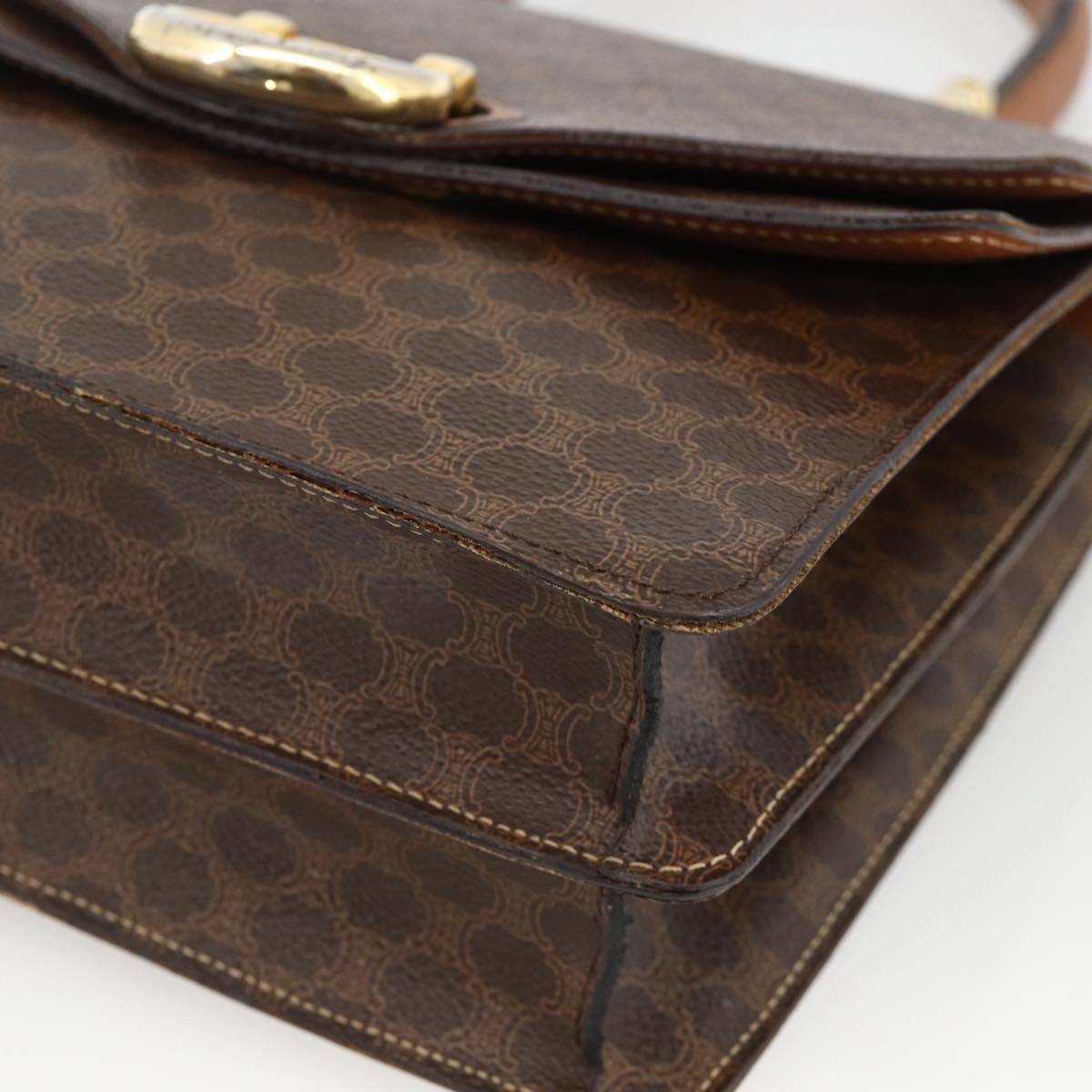 CELINE Macadam Canvas Hand Bag PVC Leather Brown Gold Auth 174191A