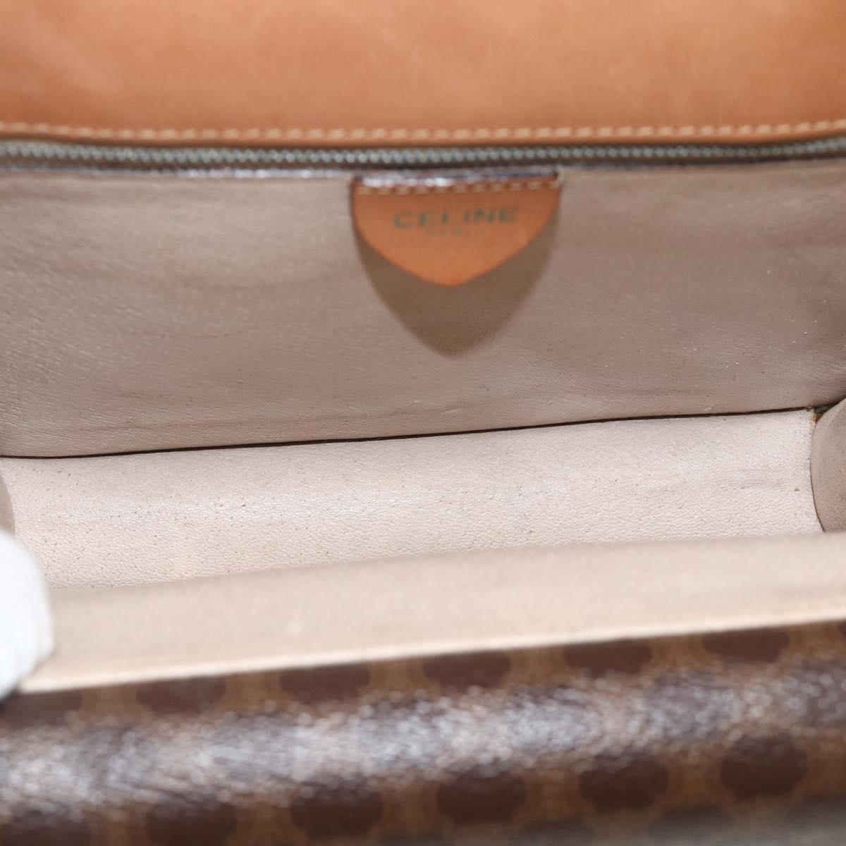CELINE Macadam Canvas Hand Bag PVC Leather Brown Gold Auth 174191A