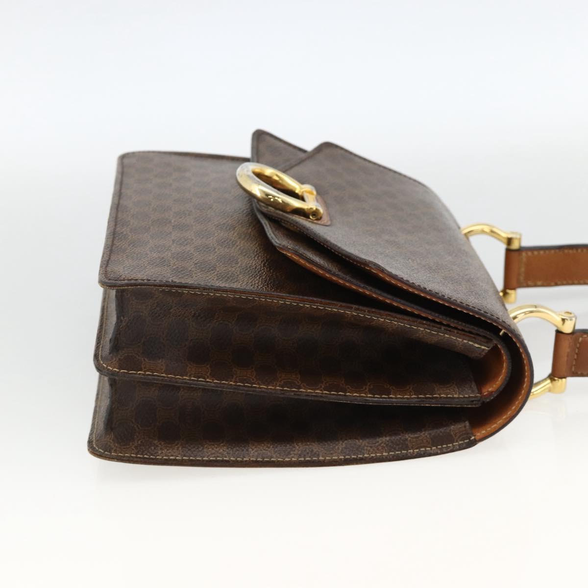 CELINE Macadam Canvas Hand Bag PVC Leather Brown Gold Auth 174191A