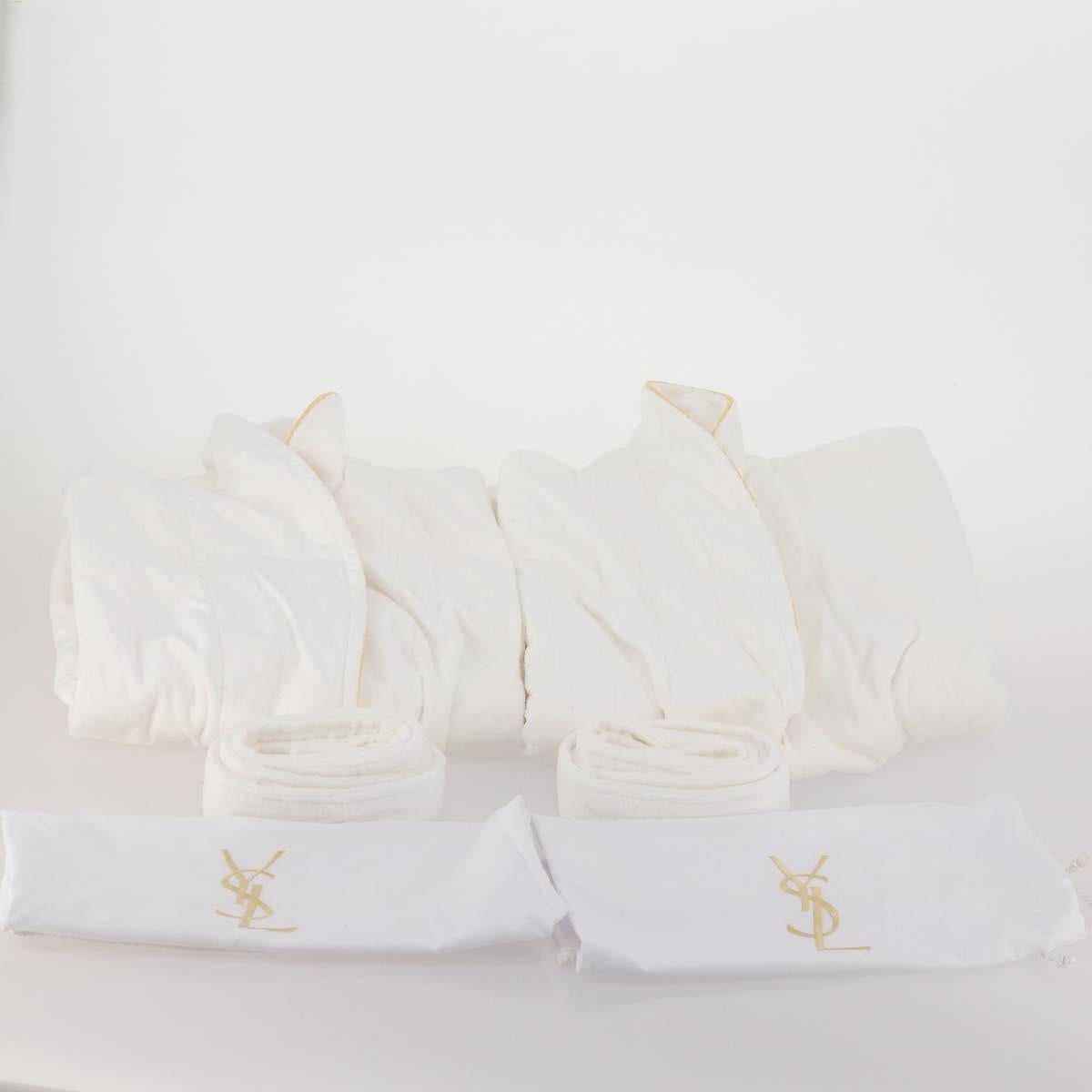 SAINT LAURENT Bathrobe Cotton 2 Set White Auth 174196A