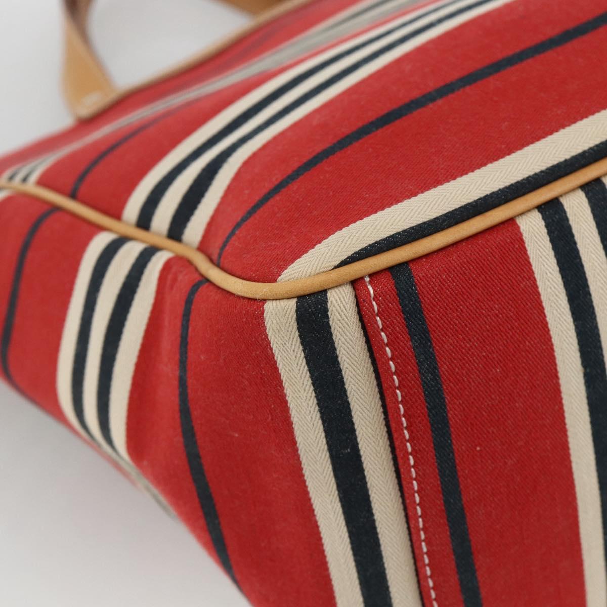 BURBERRY Nova Check Blue Label Hand Bag Canvas Beige Red Auth 174197