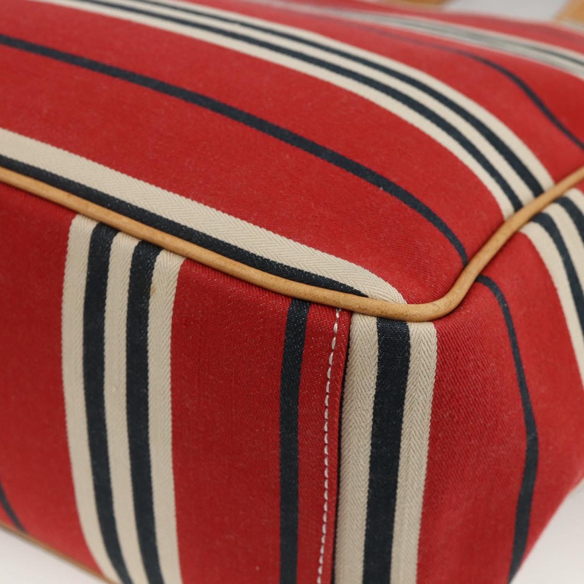 BURBERRY Nova Check Blue Label Hand Bag Canvas Beige Red Auth 174197