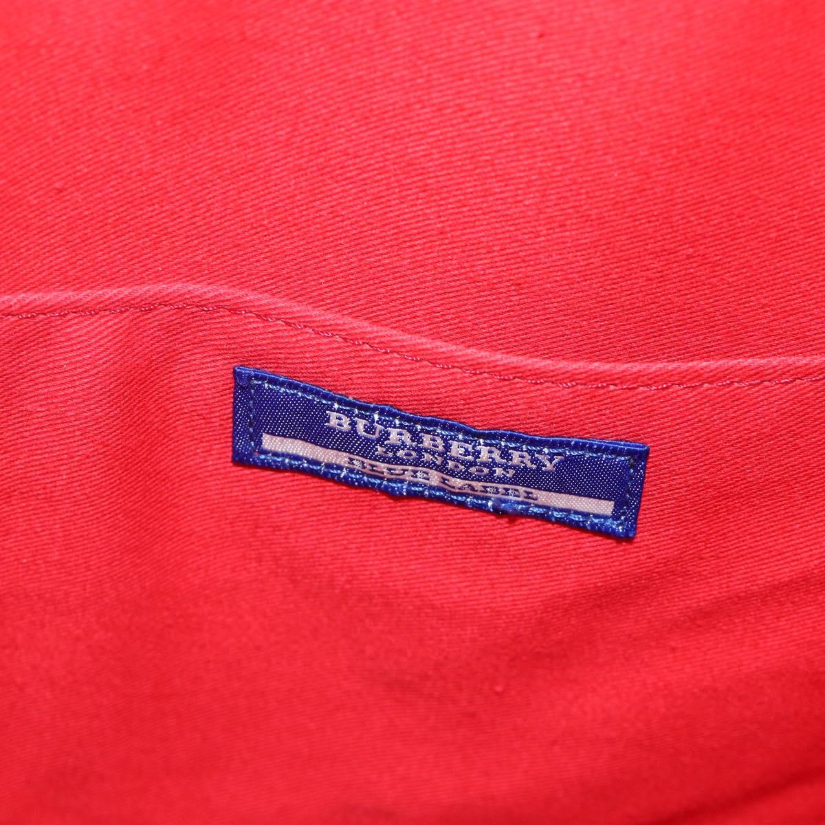 BURBERRY Nova Check Blue Label Hand Bag Canvas Beige Red Auth 174197