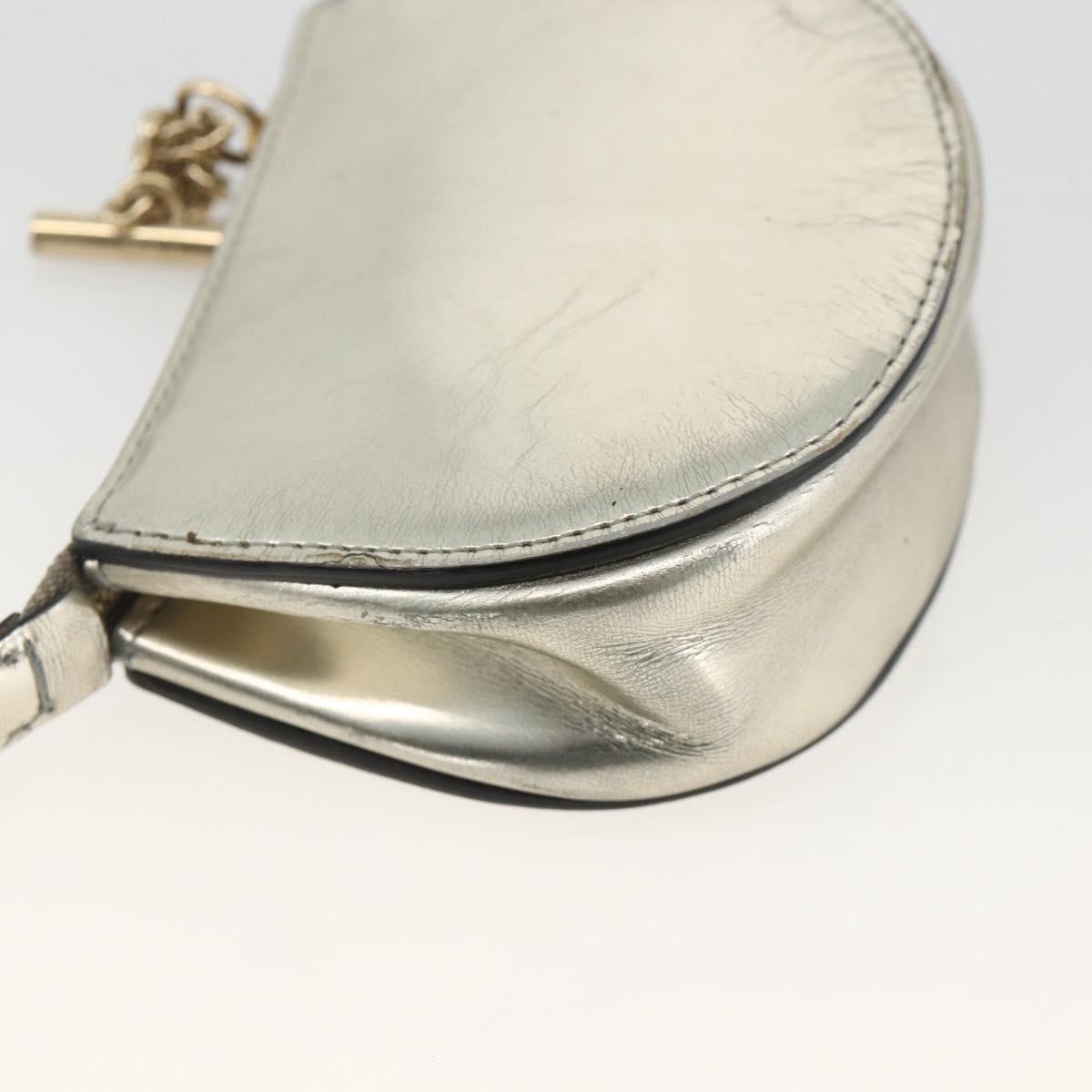 Chloe Pouch Leather Silver Gold Auth 174214A