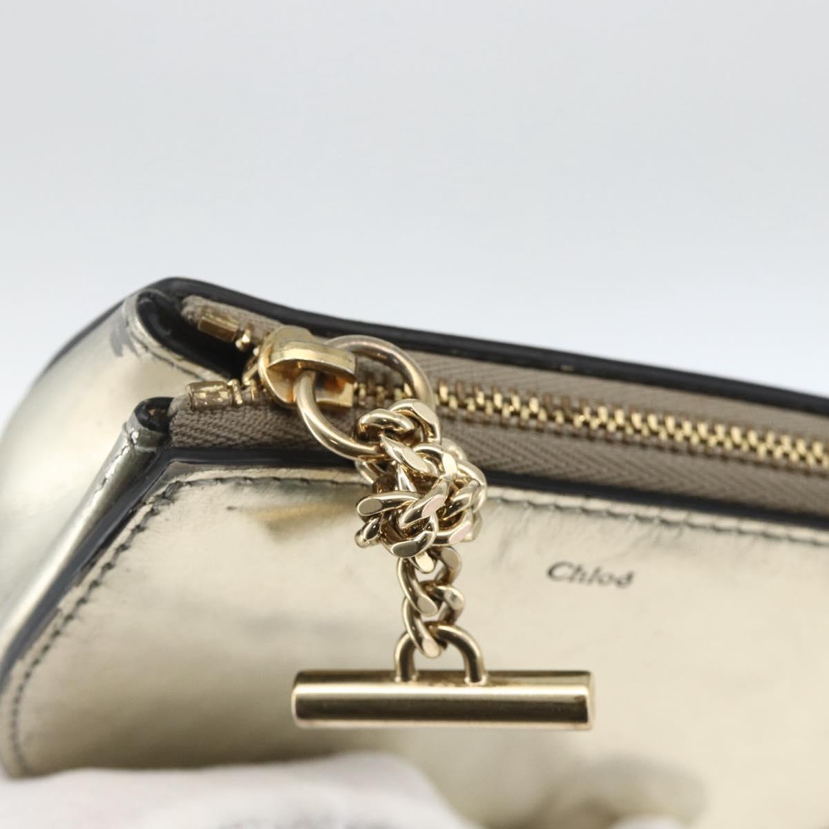 Chloe Pouch Leather Silver Gold Auth 174214A