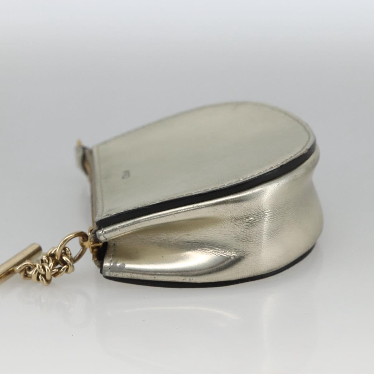 Chloe Pouch Leather Silver Gold Auth 174214A