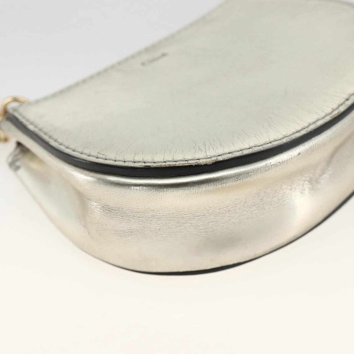 Chloe Pouch Leather Silver Gold Auth 174214A