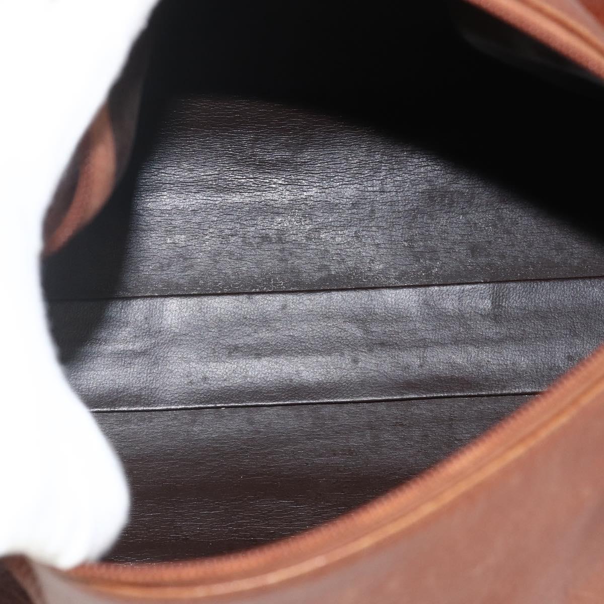 Christian Dior Shoulder Bag Leather Brown Gold Auth 174305A
