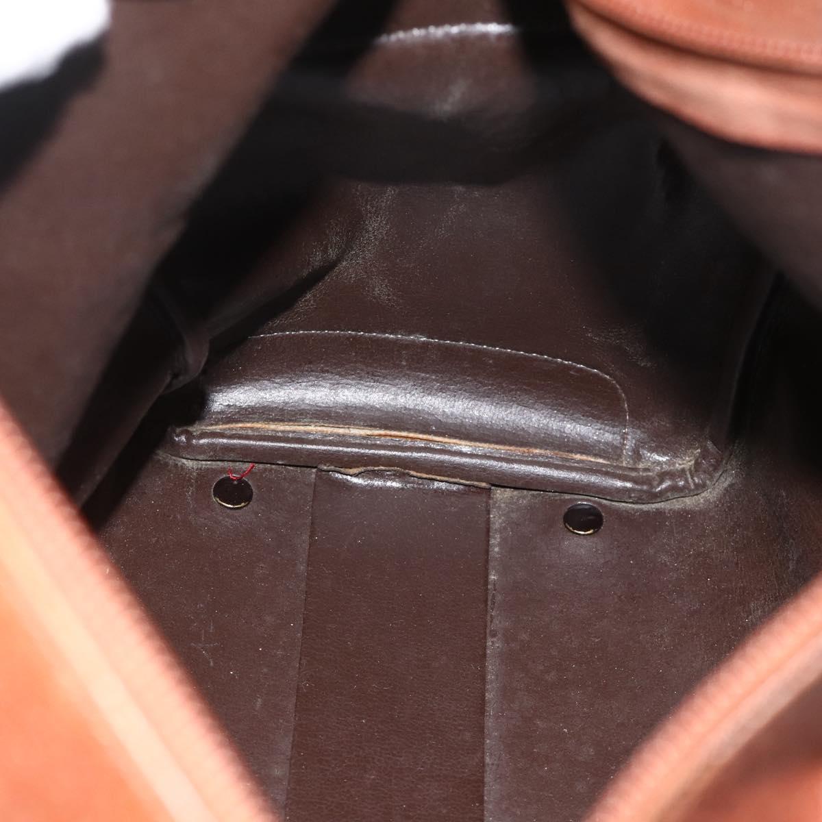 Christian Dior Shoulder Bag Leather Brown Gold Auth 174305A