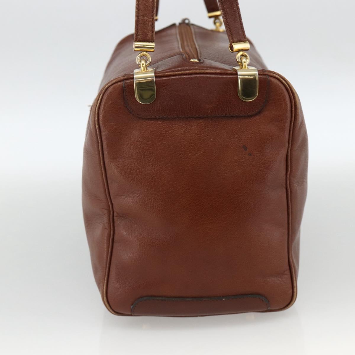 Christian Dior Shoulder Bag Leather Brown Gold Auth 174305A