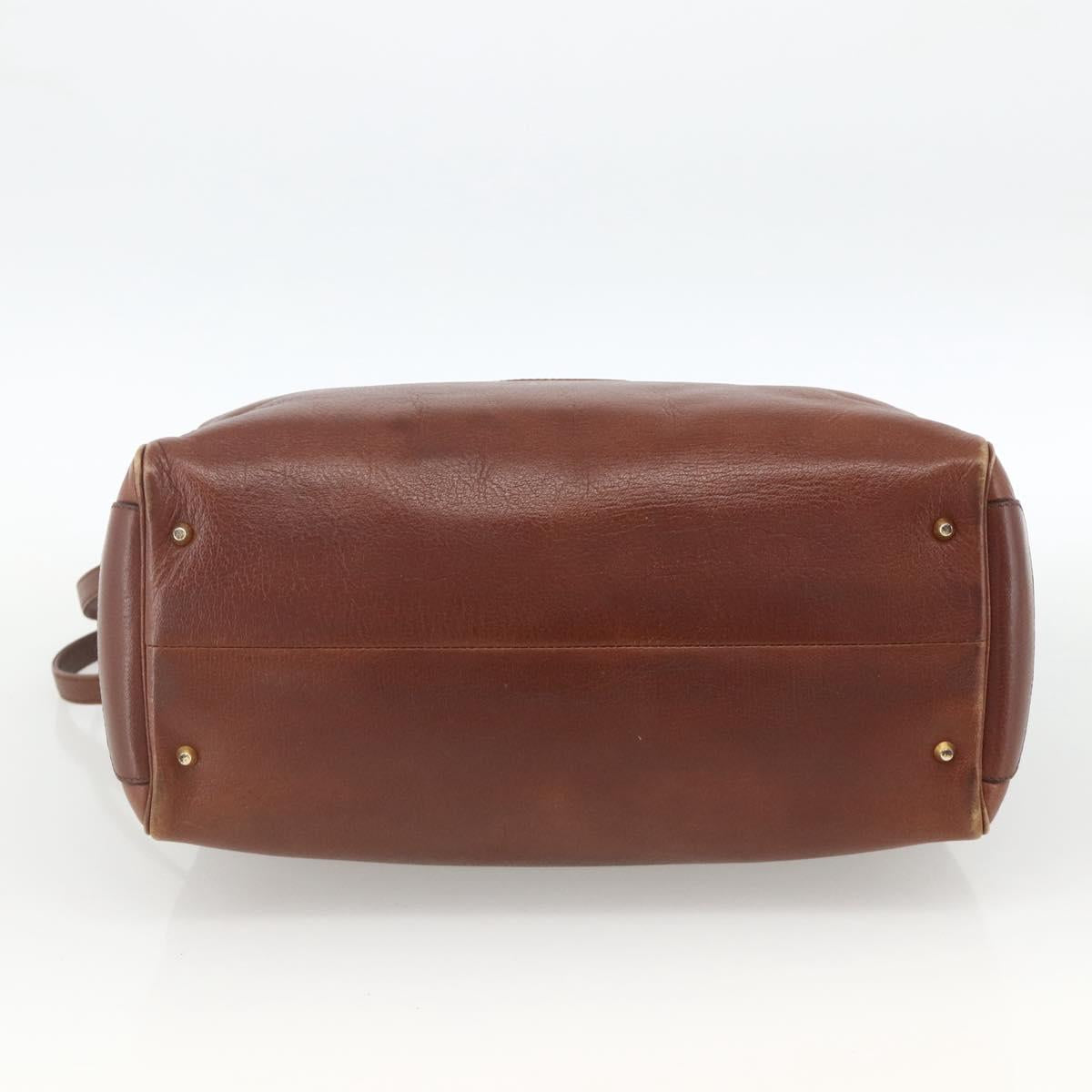 Christian Dior Shoulder Bag Leather Brown Gold Auth 174305A