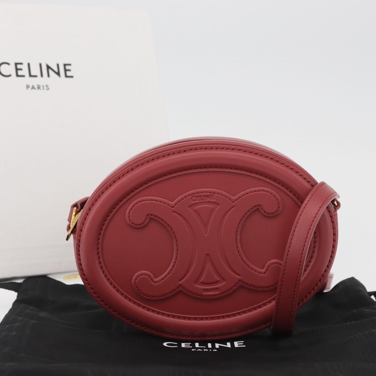 CELINE Macadam Canvas Oval Purse Cuir Triomphe Bag Leather Pink Auth 174308SAM
