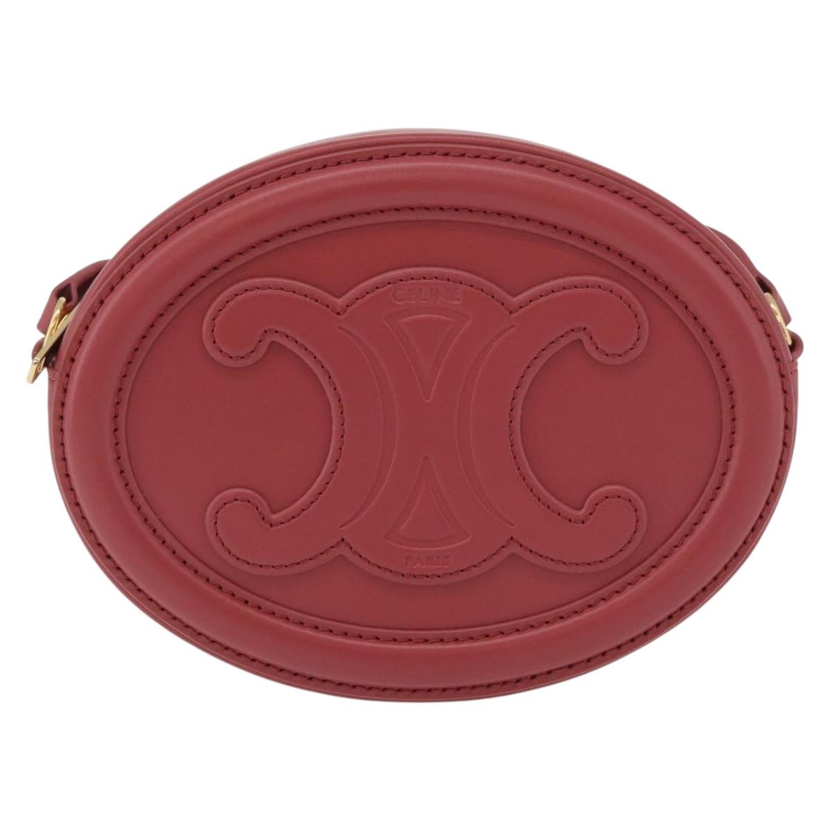 CELINE Macadam Canvas Oval Purse Cuir Triomphe Bag Leather Pink Auth 174308SAM