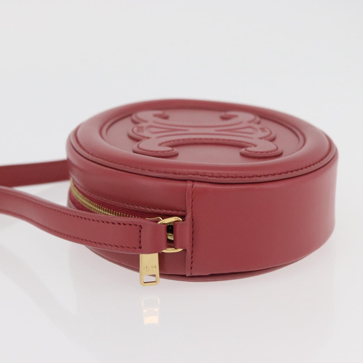 CELINE Macadam Canvas Oval Purse Cuir Triomphe Bag Leather Pink Auth 174308SAM