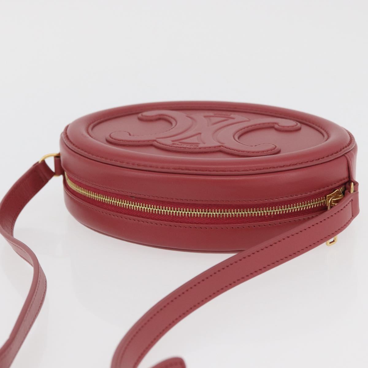 CELINE Macadam Canvas Oval Purse Cuir Triomphe Bag Leather Pink Auth 174308SAM