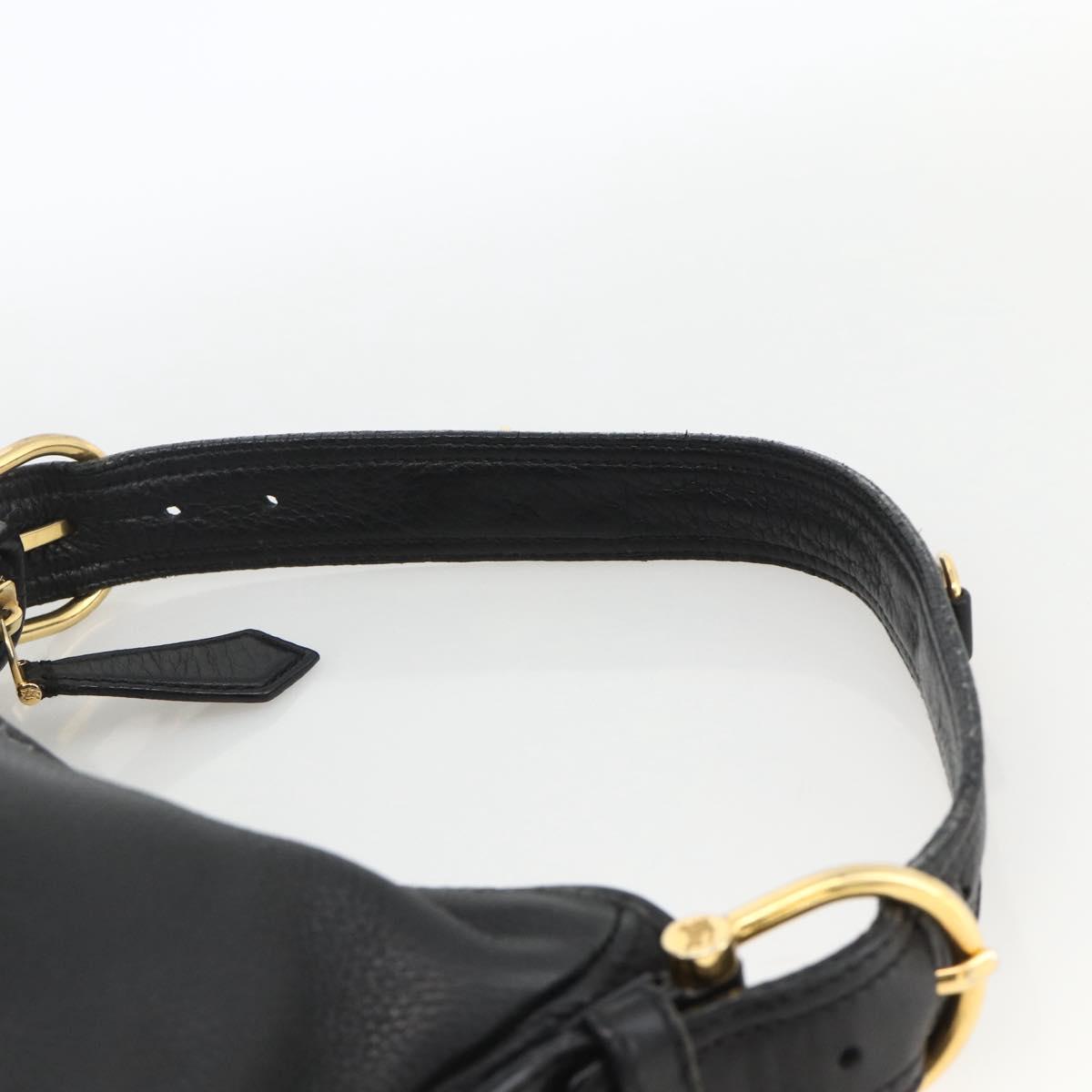 BURBERRY Shoulder Bag Leather Black Gold Auth 174317A