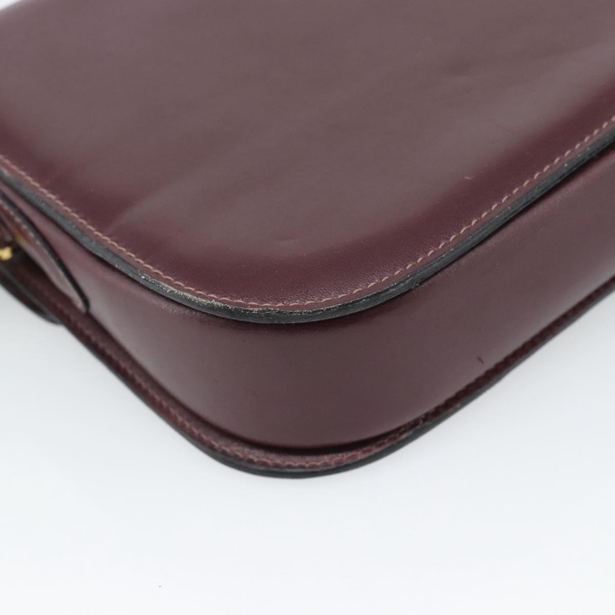 CELINE Horse Carriage Shoulder Bag Leather Bordeaux Gold Auth 174318A